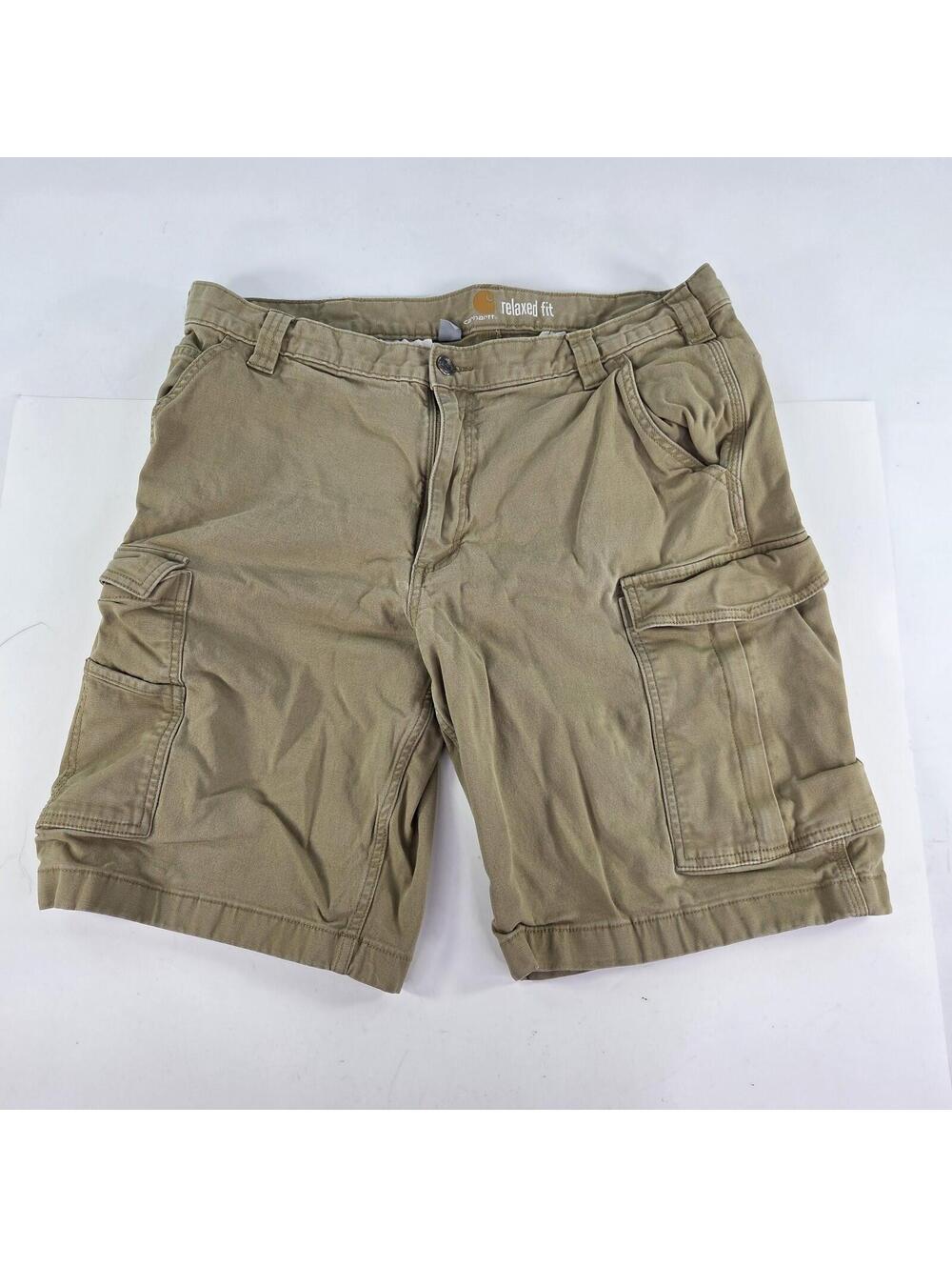 Carhartt Rugged Flex Relaxed Fit Short Siz 38 Mens Tan Stone Cotton Cargo Shorts